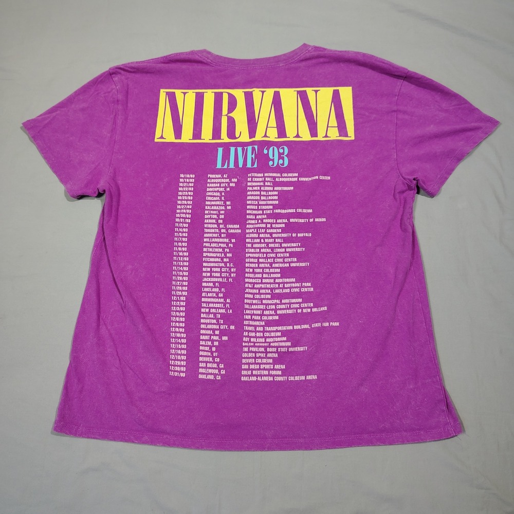 Nirvana Shirt Women Large Purple Live 93 Tour Graphic Tee Band Merch - Picture 5 of 11